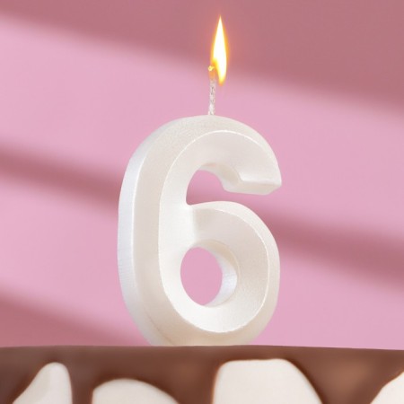 Candle in the Cake "Gran", number "6", pearl, 6.5 cm