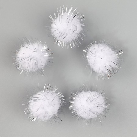 A set of textile details for the decor "bombs" 25 pcs. set, size 1 pc. 2 cm, color silver-2