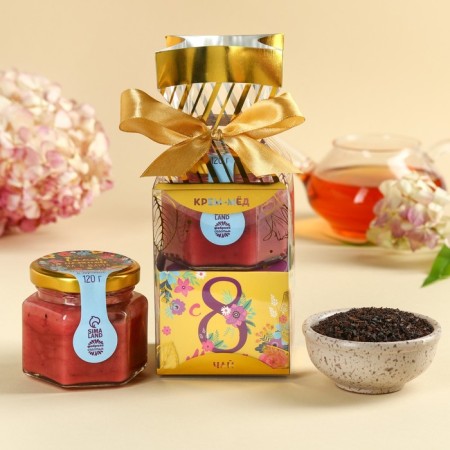 Set "since March 8": Cream-Maje 120 g, tea 50 g.