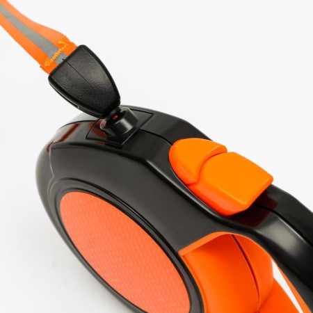 Roulette "Pigzon" reflective, 8 m, up to 50 kg, cable, rubberized handle, orange-3