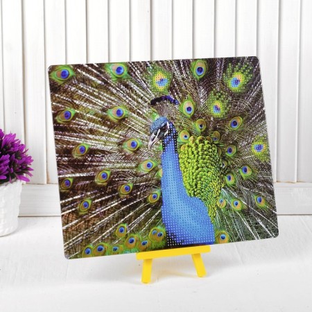Diamond embroidery with a partial filling of "peacock" with a stand