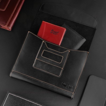 Cartage Auto Documents folder, genuine leather, black, 22 x 18 x 4.5 cm-3