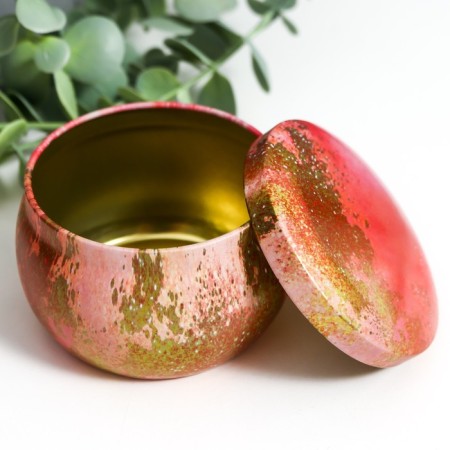 Casket Metal Round "Colored Marble with Golden Cracks" MIX 5x7x7 cm-4