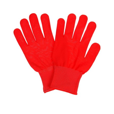 Garden gloves, x/b, with nylon thread, with PVC dots, size 8, red, Greengo-1