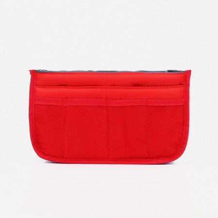 Cosmetic bag-organizer on zippers, red color-1