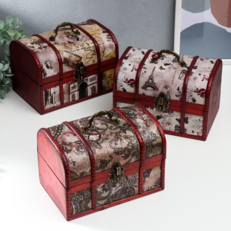 Casket Wood Equrated "Flowers and Cities" MICS chest 15x22x15.5 cm-1
