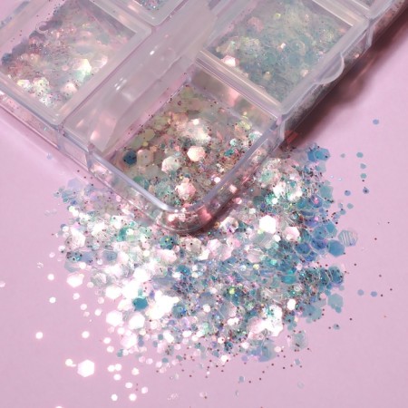 Sequins for decor, 6 cells, multi -sized, multi -colored-1
