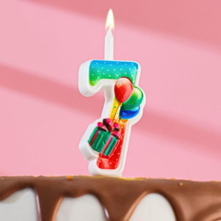 Candle for cake the number "Gift", 9.9 cm, digit "7"