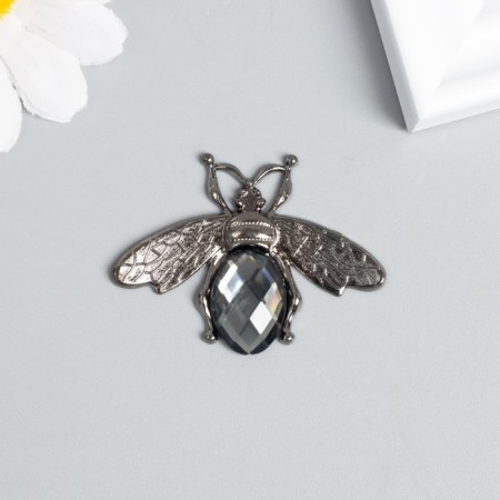 Decor for creativity metal, rhinestones "fly" dark silver set 2 pcs 3.5x4.7 cm-1
