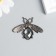 Decor for creativity metal, rhinestones "fly" dark silver set 2 pcs 3.5x4.7 cm