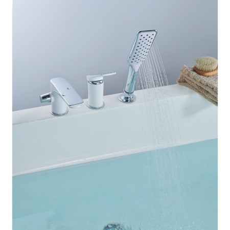 LEMARK LM5945CW bath mixer, built -in, 3 holes, chrome color/white-1