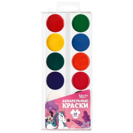 Watercolor paints, 12 colors, without brush, Minnie Mouse-1