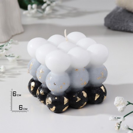 Figure Aromatic candle with a whip "Babble Cube", 6 cm, white-black, skin and cookies