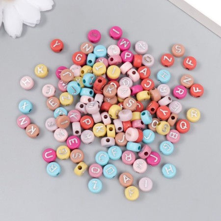 Beads for creativity plastic "English letters silver" multifaceting set 20 grams 0.4x0.7x0.7cm