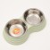 Metal dual bowl on a plastic base 2 x 160 ml, 25 x 14 x 5 cm, green