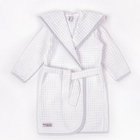 Waffle hood with a hood, height 122-128 cm, white color-7