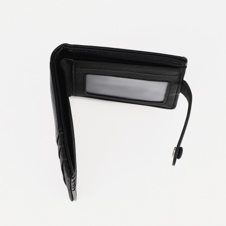 Women's wallet on the button, black color-3