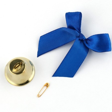 A bell on a pin with a bow for graduation, blue, d = 3.6 cm-3