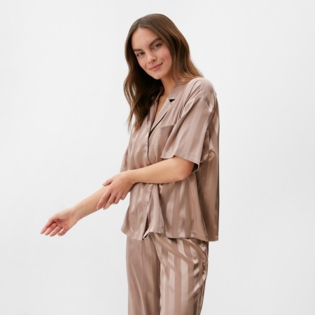 Female set (shirt, trousers) KAFTAN SILK "strip" size 40-42, powder-1