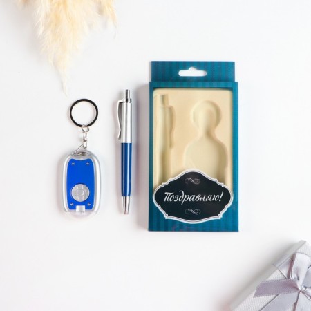 Gift set 2v1 (pen, blue flashlight) mix-1