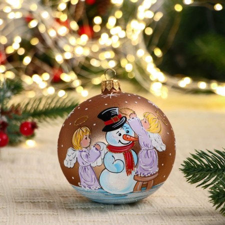 Christmas ball D-10 cm "Snowman with angels"