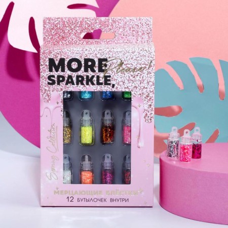 Large sparkles for the decor of nails More Sparkle, Please!, 12 colors