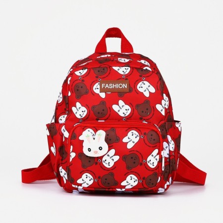 Baby backpack on lightning, 3 outer pockets, red color-4