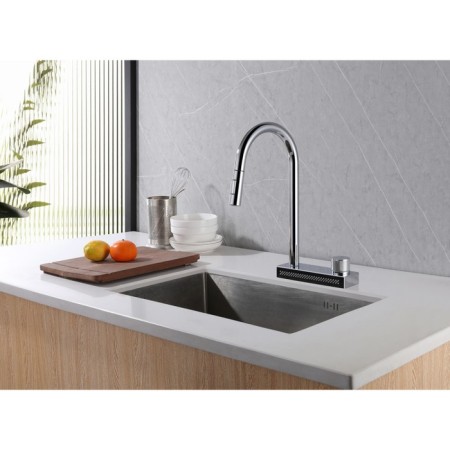 ABBER WASSER KREIS AF8114 kitchen mixer, sliding watering can, brass, chrome-1