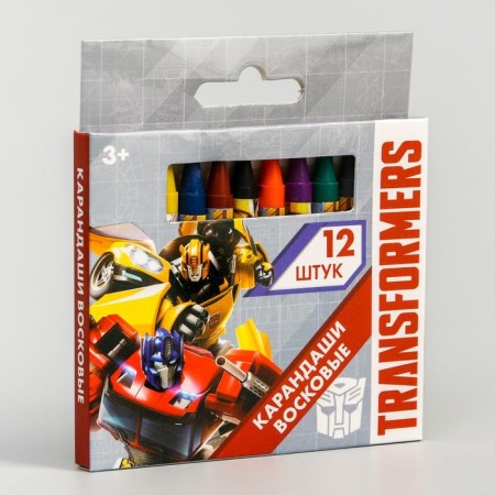 Wax pencils, set 12 colors, height 8 cm, diameter 0.8 cm, transformers-3