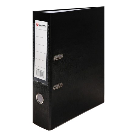 A4, 75 mm registrar, calligrata, PVC, embossing "Len", metal edging, pocket for a spine, black, black, mix-9