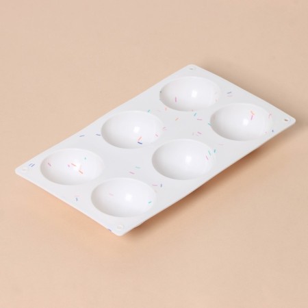 Konfinetta baking form “Figures. Hemisphere ”, silicone, 27.8 × 16.3 × 3.4 cm, 6 cells (D = 6.7 cm), white color-3