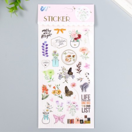 Plastic sticker "Small flowers" mix 10.3x22.5 cm-1