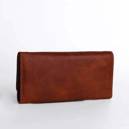 Women's wallet on the button, brown color-1