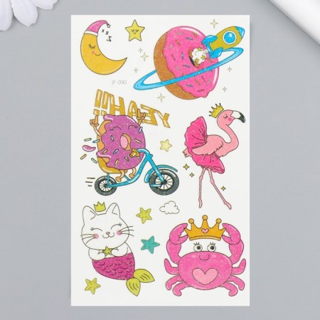 Tattoo on the body color "pink dreams" sequins 12x7.5 cm
