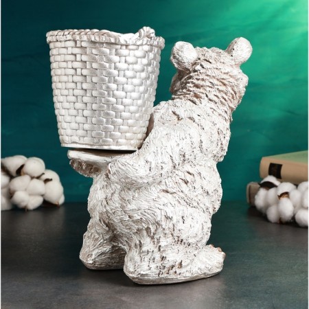 Steam for the little things "Bear with a basket" White with silver, 30cm-4