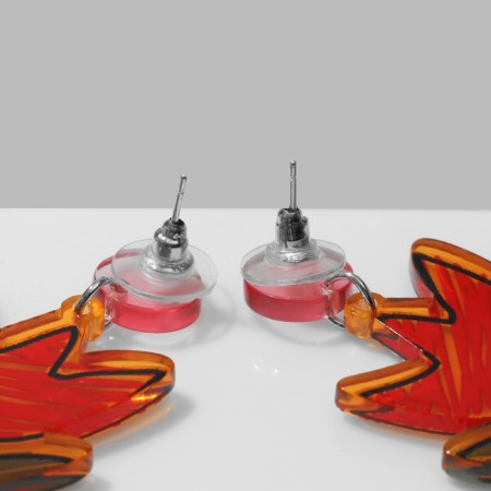 Acryl Earrings "Flowers" Tulips, colored in silver-2