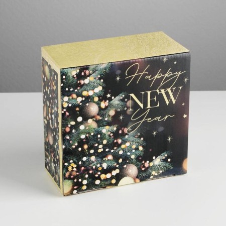 Folding box "Pressent", 15 x 15 x 7 cm, new year-4