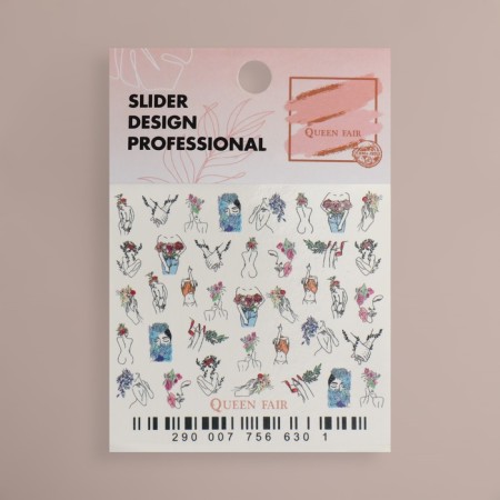 Slider - Tender Flowers nail design, multi -colored-2