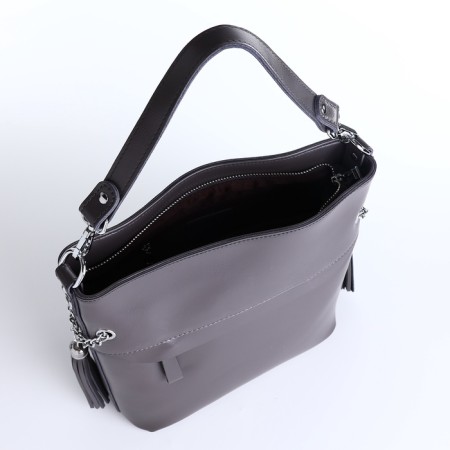 Luggage bag on lightning, 2 outer pockets, long belt, gray color-9