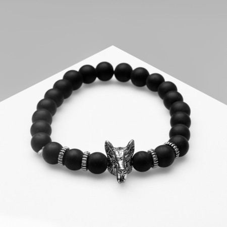 Bracelet Unisex "Bastion" wolf, black color with black silver, d = 7 cm