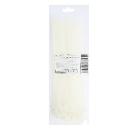 Nylon clamp, plastic, 3.6x250 mm, white, in the package of 100 pcs.-1