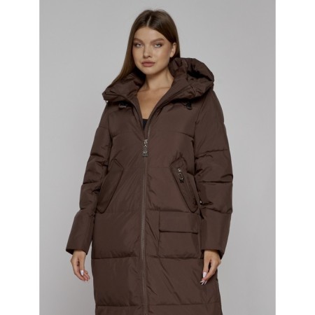 Coat insulated winter female, size 46, dark brown color-7