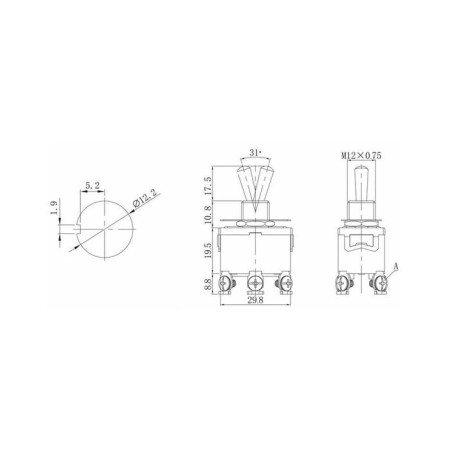 Tumbbler, 250 V, 15 A, On-OFF-ON, 6C-4