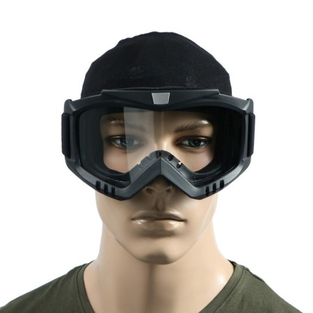 Glasses-mask for motorcycle driving, collapsible, transparent glass, black-4