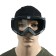 Glasses-mask for motorcycle driving, collapsible, transparent glass, black