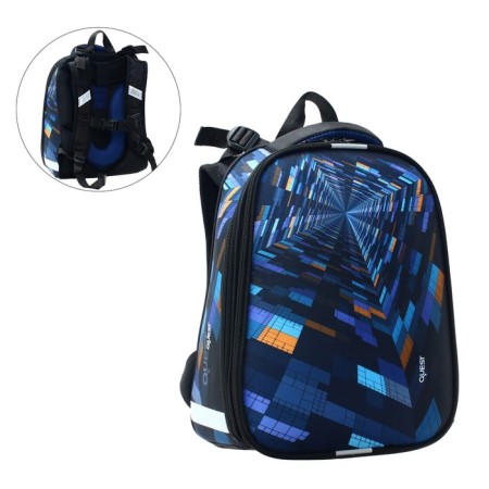 School backpack 38 x 30 x 16 cm, ergonomic back, stavia "quest", multicolor/blue-2