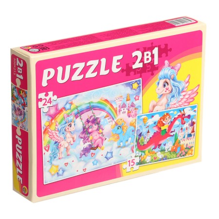 Maxi Puzzles 2 in 1 “Unicorns and Princess 1”, 15 and 24 elements