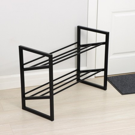 Avangard shoe shelf, 2 tiers, 70.5 × 30.5 × 50.5 cm, black color-2