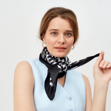 Women's scarf minaku size 90*90 cm, color gray color-4