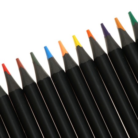 Pencils are colored plastic, 24 colors, Devente Juicy Black, three -sided, 2m, 3 mm, tinted in black-3